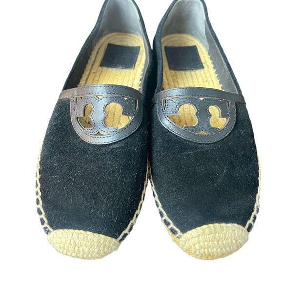 Tory Burch Black “Sidney” Jute Heel Espadrilles Beach Coastal Nautical Weekend 7 - Picture 1 of 8